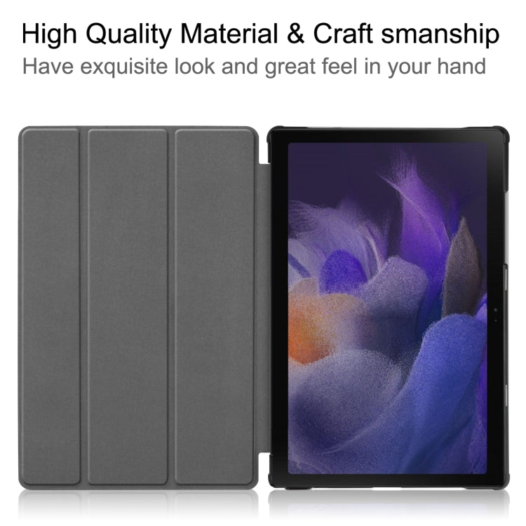 Three-folding Holder Custer Texture Leather Tablet Case, For Samsung Galaxy Tab A8 2021