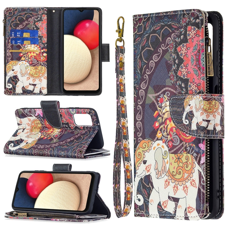 Colored Drawing Zipper Leather Phone Case, For Samsung Galaxy A03s 166mm