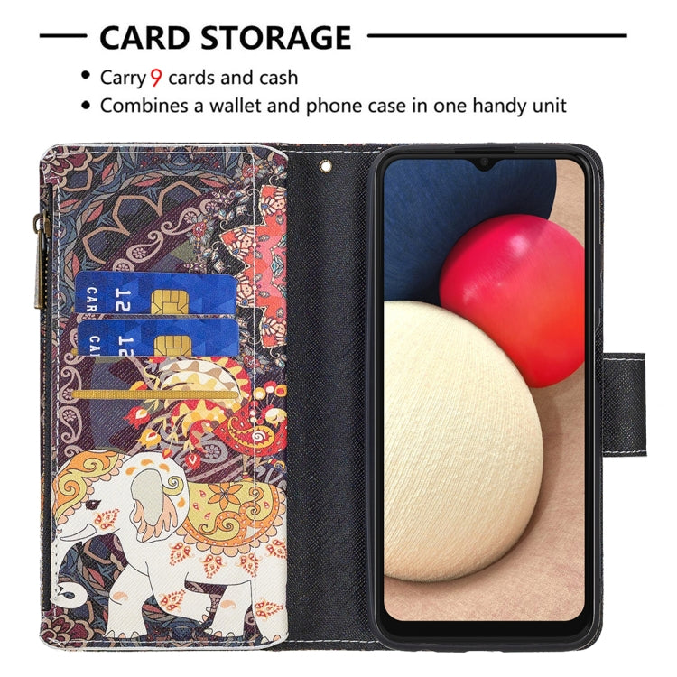 Colored Drawing Zipper Leather Phone Case, For Samsung Galaxy A03s 166mm