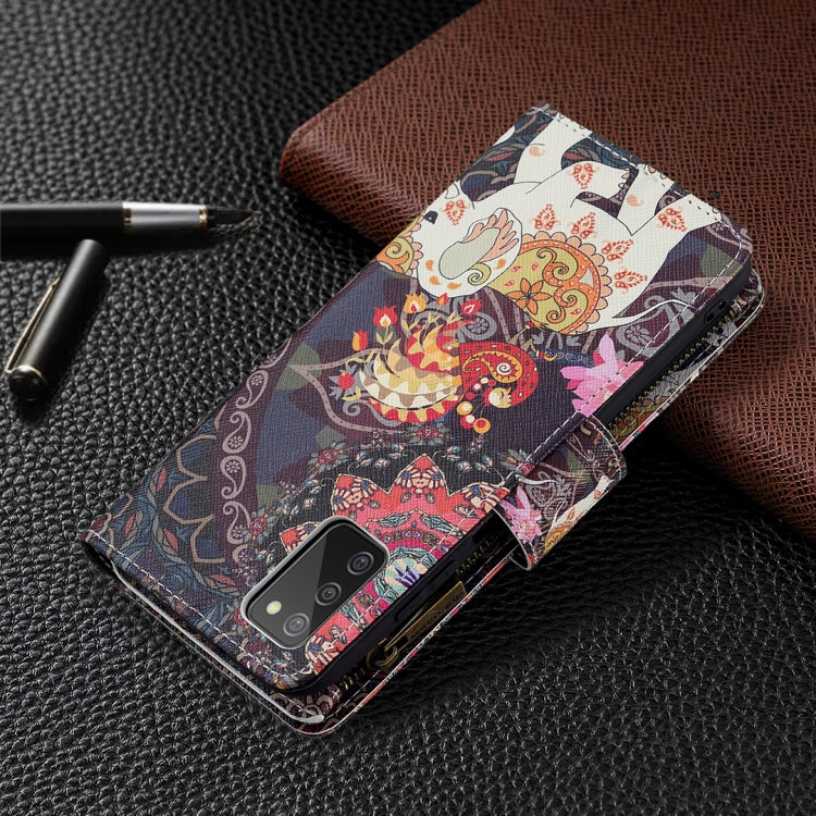Colored Drawing Zipper Leather Phone Case, For Samsung Galaxy A03s 166mm