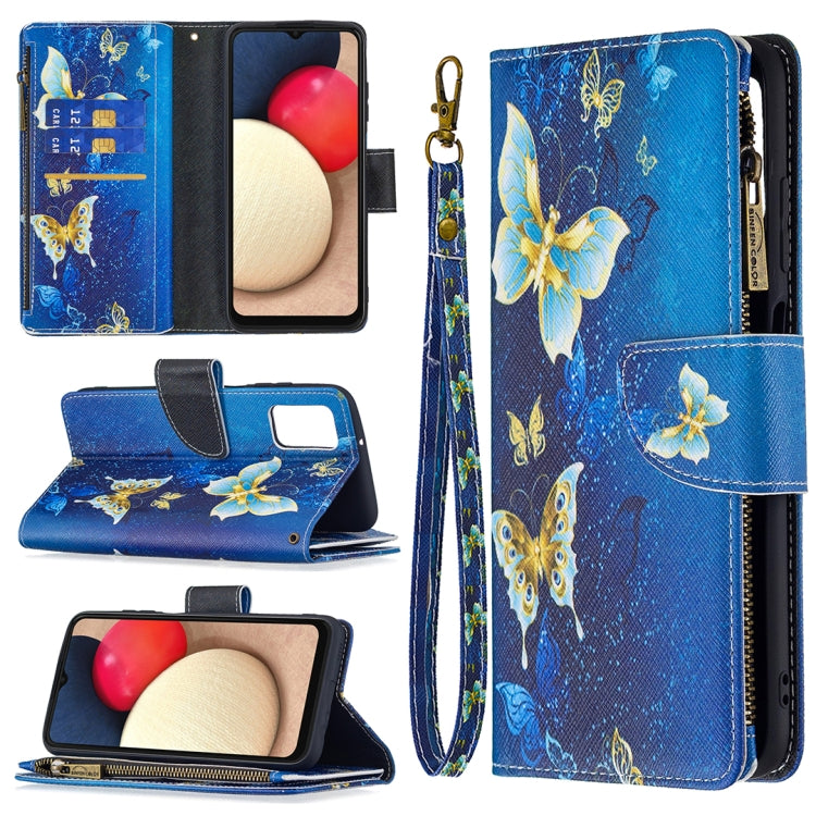 Colored Drawing Zipper Leather Phone Case, For Samsung Galaxy A03s 166mm