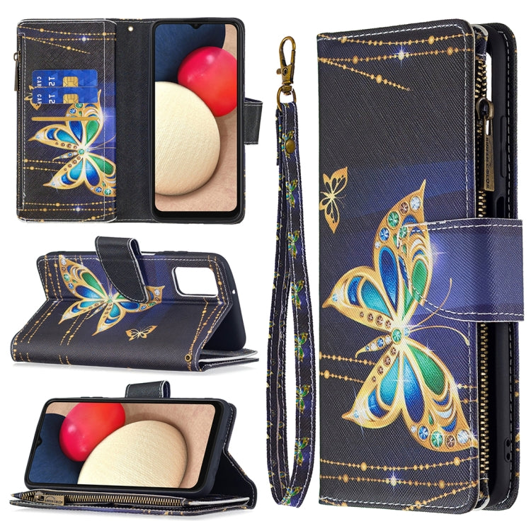 Colored Drawing Zipper Leather Phone Case, For Samsung Galaxy A03s 166mm