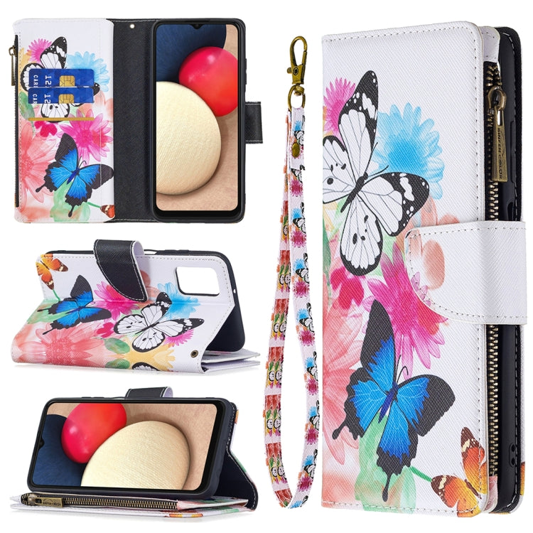 Colored Drawing Zipper Leather Phone Case, For Samsung Galaxy A03s 166mm