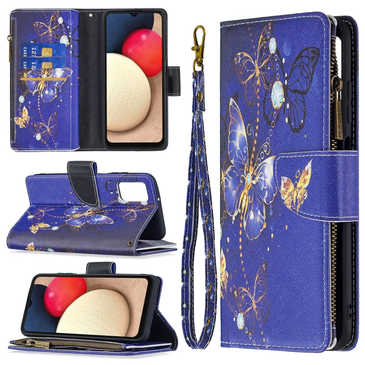 Colored Drawing Zipper Leather Phone Case, For Samsung Galaxy A03s 166mm