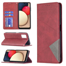Load image into Gallery viewer, Rhombus Texture Magnetic Leather Phone Case, For Samsung Galaxy A03s 166mm