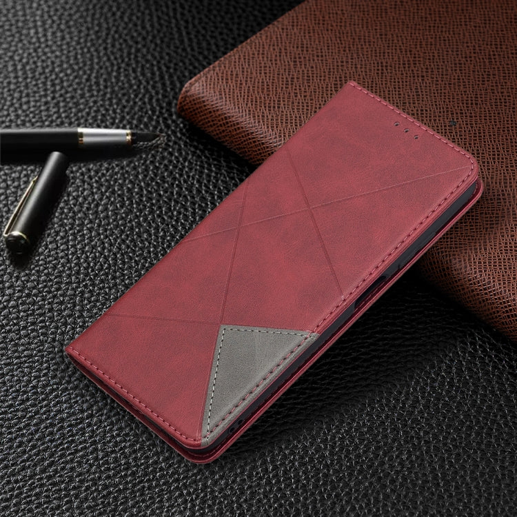 Rhombus Texture Magnetic Leather Phone Case, For Samsung Galaxy A03s 166mm
