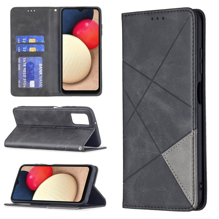 Rhombus Texture Magnetic Leather Phone Case, For Samsung Galaxy A03s 166mm