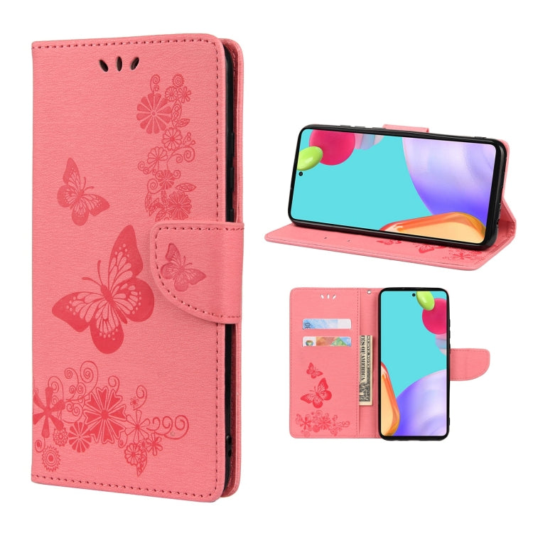 Butterfly Embossed Horizontal Flip Leather Phone Case with Card Slot & Holder, For Samsung Galaxy A33 5G, For Samsung Galaxy A53 5G, For Xiaomi Redmi Note 11 Pro, For Xiaomi Redmi Note 11 5G