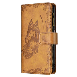 Flying Butterfly Zipper Leather Phone Case, For Samsung Galaxy A03s 166mm