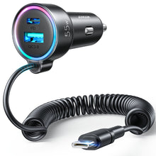 Load image into Gallery viewer, JOYROOM JR-CL07 3 in 1 72W PD USB-C / Type-C + USB Interface Car Charger with USB-C / Type-C Spring Data Cable, JR-CL07