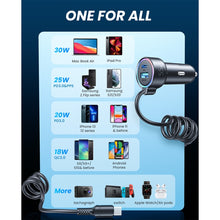 Load image into Gallery viewer, JOYROOM JR-CL07 3 in 1 72W PD USB-C / Type-C + USB Interface Car Charger with USB-C / Type-C Spring Data Cable, JR-CL07