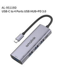 Load image into Gallery viewer, amalink 95119D Type-C / USB-C to 4 Ports USB + PD 3.0 Multi-function HUB Docking Station, 95119D