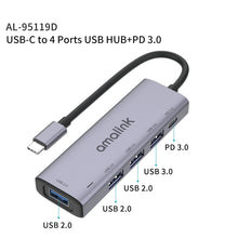 Load image into Gallery viewer, amalink 95119D Type-C / USB-C to 4 Ports USB + PD 3.0 Multi-function HUB Docking Station, 95119D