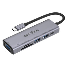 Load image into Gallery viewer, amalink 95120D Type-C / USB-C to SD/TF + 3 Ports USB + PD 3.0 Multi-function HUB Docking Station, 95120D