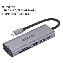 Load image into Gallery viewer, amalink 95120D Type-C / USB-C to SD/TF + 3 Ports USB + PD 3.0 Multi-function HUB Docking Station, 95120D
