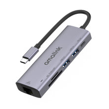 Load image into Gallery viewer, amalink 95122D Type-C / USB-C to RJ45 + 2 Ports USB + PD 3.0 Multi-function HUB, 95122D