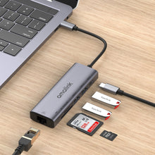 Load image into Gallery viewer, amalink 95122D Type-C / USB-C to RJ45 + 2 Ports USB + PD 3.0 Multi-function HUB, 95122D