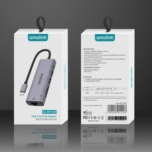 Load image into Gallery viewer, amalink 95122D Type-C / USB-C to RJ45 + 2 Ports USB + PD 3.0 Multi-function HUB, 95122D