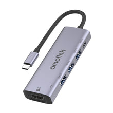 Load image into Gallery viewer, amalink 95123D Type-C / USB-C to HDMI + 3 Ports USB + PD 3.0 Multi-function HUB, 95123D