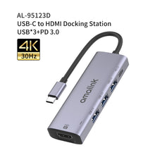 Load image into Gallery viewer, amalink 95123D Type-C / USB-C to HDMI + 3 Ports USB + PD 3.0 Multi-function HUB, 95123D