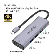 Load image into Gallery viewer, amalink 95123D Type-C / USB-C to HDMI + 3 Ports USB + PD 3.0 Multi-function HUB, 95123D