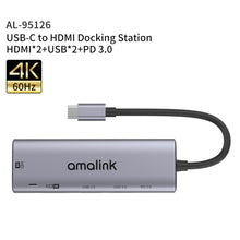 Load image into Gallery viewer, amalink 95126 Type-C / USB-C to Dual HDMI + 2 Ports USB + PD 3.0 Multi-function HUB, 95126