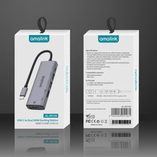 Load image into Gallery viewer, amalink 95126 Type-C / USB-C to Dual HDMI + 2 Ports USB + PD 3.0 Multi-function HUB, 95126
