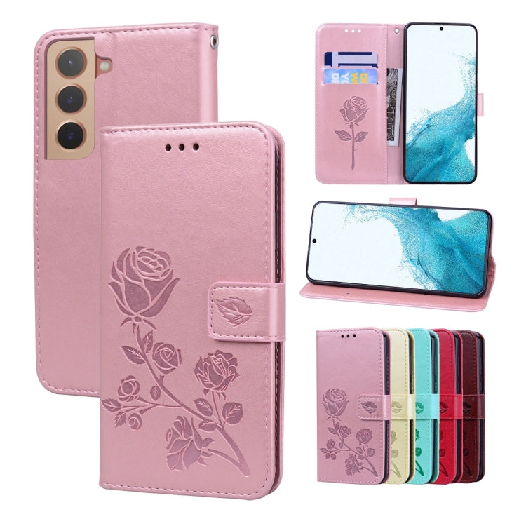 Rose Embossed Leather Phone Case, For Samsung Galaxy S22 5G, For Samsung Galaxy S22+ 5G, For Samsung Galaxy S22 Ultra 5G, For Samsung Galaxy A02s