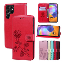 Load image into Gallery viewer, Rose Embossed Leather Phone Case, For Samsung Galaxy S22 5G, For Samsung Galaxy S22+ 5G, For Samsung Galaxy S22 Ultra 5G, For Samsung Galaxy A02s