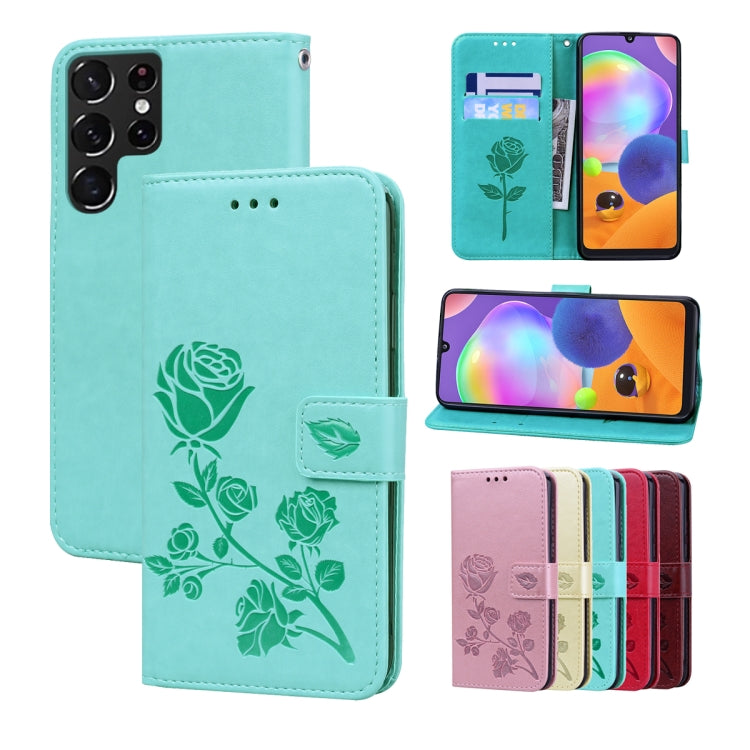 Rose Embossed Leather Phone Case, For Samsung Galaxy S22 5G, For Samsung Galaxy S22+ 5G, For Samsung Galaxy S22 Ultra 5G, For Samsung Galaxy A02s