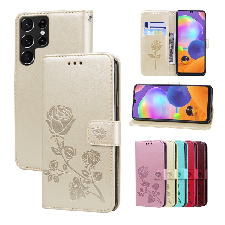 Rose Embossed Leather Phone Case, For Samsung Galaxy S22 5G, For Samsung Galaxy S22+ 5G, For Samsung Galaxy S22 Ultra 5G, For Samsung Galaxy A02s
