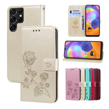 Load image into Gallery viewer, Rose Embossed Leather Phone Case, For Samsung Galaxy S22 5G, For Samsung Galaxy S22+ 5G, For Samsung Galaxy S22 Ultra 5G, For Samsung Galaxy A02s