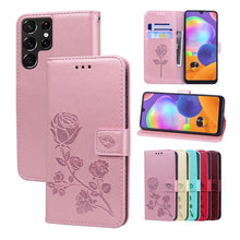 Load image into Gallery viewer, Rose Embossed Leather Phone Case, For Samsung Galaxy S22 5G, For Samsung Galaxy S22+ 5G, For Samsung Galaxy S22 Ultra 5G, For Samsung Galaxy A02s