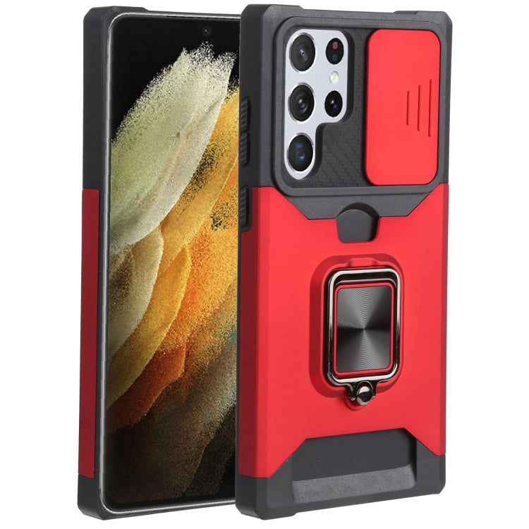 Sliding Camera Cover Design PC + TPU Shockproof Phone Case with Ring Holder & Card Slot, For Samsung Galaxy A13 5G, For Samsung Galaxy S22 5G, For Samsung Galaxy S22+ 5G, For Samsung Galaxy S22 Ultra 5G