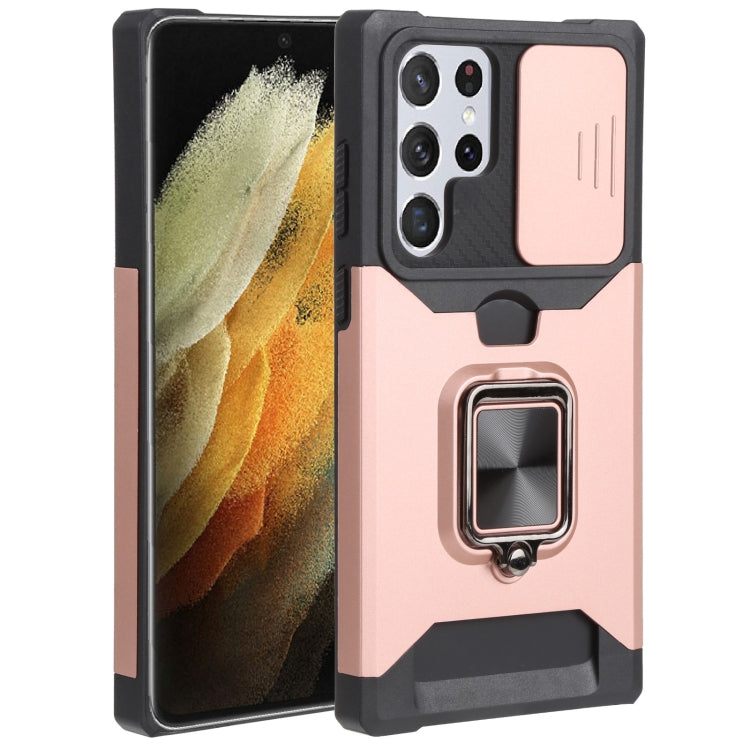 Sliding Camera Cover Design PC + TPU Shockproof Phone Case with Ring Holder & Card Slot, For Samsung Galaxy A13 5G, For Samsung Galaxy S22 5G, For Samsung Galaxy S22+ 5G, For Samsung Galaxy S22 Ultra 5G