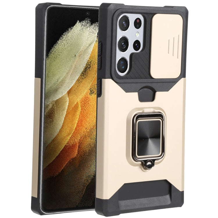 Sliding Camera Cover Design PC + TPU Shockproof Phone Case with Ring Holder & Card Slot, For Samsung Galaxy A13 5G, For Samsung Galaxy S22 5G, For Samsung Galaxy S22+ 5G, For Samsung Galaxy S22 Ultra 5G