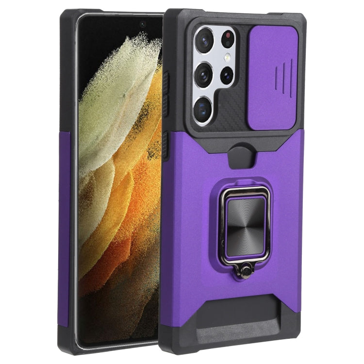 Sliding Camera Cover Design PC + TPU Shockproof Phone Case with Ring Holder & Card Slot, For Samsung Galaxy A13 5G, For Samsung Galaxy S22 5G, For Samsung Galaxy S22+ 5G, For Samsung Galaxy S22 Ultra 5G