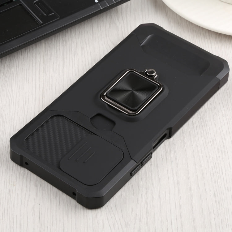 Sliding Camera Cover Design PC + TPU Shockproof Phone Case with Ring Holder & Card Slot, For Xiaomi Mi 11 Lite