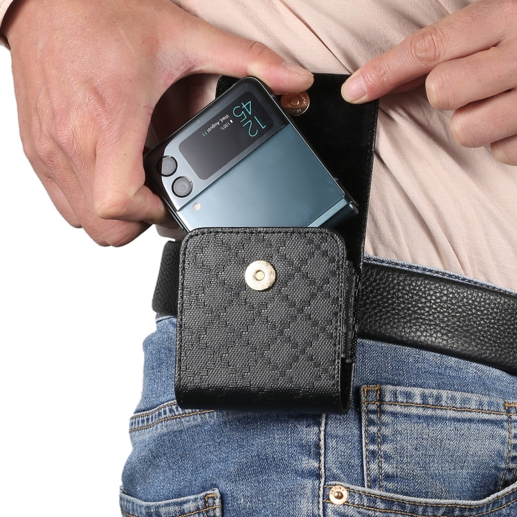 Checkered Texture Waist Hanging Phone Case, For Samsung Galaxy Z Flip3 5G