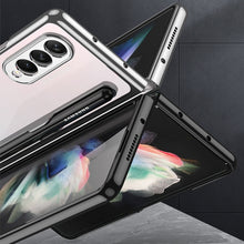Load image into Gallery viewer, GKK Integrated Electroplating + Glass Phone Case with Pen Slot, For Samsung Galaxy Z Fold3 5G