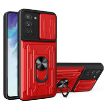 Load image into Gallery viewer, Camera Cover Phone Case with Card Slot &amp; Holder, For Xiaomi 11T, For Xiaomi Redmi Note 10 Pro, For Xiaomi Redmi 10, For Samsung Galaxy S21 FE 5G