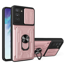 Load image into Gallery viewer, Camera Cover Phone Case with Card Slot &amp; Holder, For Xiaomi 11T, For Xiaomi Redmi Note 10 Pro, For Xiaomi Redmi 10, For Samsung Galaxy S21 FE 5G