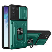 Load image into Gallery viewer, Camera Cover Phone Case with Card Slot &amp; Holder, For Xiaomi 11T, For Xiaomi Redmi Note 10 Pro, For Xiaomi Redmi 10, For Samsung Galaxy S21 FE 5G