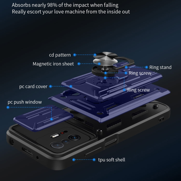 Camera Cover Phone Case with Card Slot & Holder, For Xiaomi 11T, For Xiaomi Redmi Note 10 Pro, For Xiaomi Redmi 10, For Samsung Galaxy S21 FE 5G