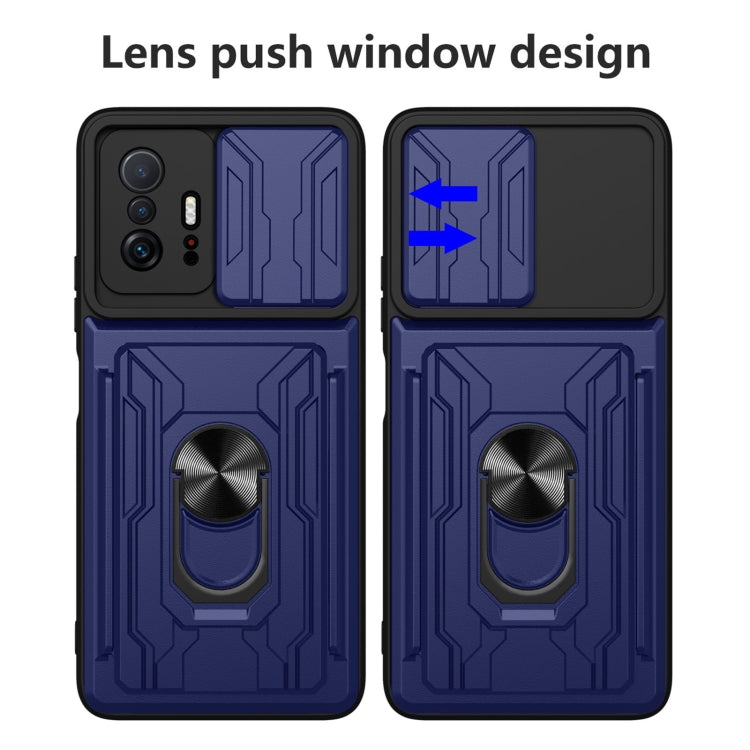 Camera Cover Phone Case with Card Slot & Holder, For Xiaomi 11T, For Xiaomi Redmi Note 10 Pro, For Xiaomi Redmi 10, For Samsung Galaxy S21 FE 5G