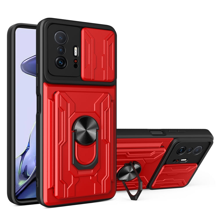 Camera Cover Phone Case with Card Slot & Holder, For Xiaomi 11T, For Xiaomi Redmi Note 10 Pro, For Xiaomi Redmi 10, For Samsung Galaxy S21 FE 5G