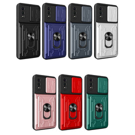 Camera Cover Phone Case with Card Slot & Holder, For Samsung Galaxy A02 / M02, For Samsung Galaxy A32, For Samsung Galaxy S20 FE, For Samsung Galaxy S20+, For Samsung Galaxy S21 Ultra 5G, For Samsung Galaxy A02s EU Version