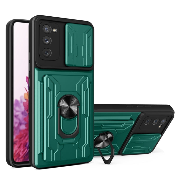 Camera Cover Phone Case with Card Slot & Holder, For Samsung Galaxy A02 / M02, For Samsung Galaxy A32, For Samsung Galaxy S20 FE, For Samsung Galaxy S20+, For Samsung Galaxy S21 Ultra 5G, For Samsung Galaxy A02s EU Version