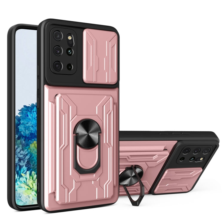 Camera Cover Phone Case with Card Slot & Holder, For Samsung Galaxy A02 / M02, For Samsung Galaxy A32, For Samsung Galaxy S20 FE, For Samsung Galaxy S20+, For Samsung Galaxy S21 Ultra 5G, For Samsung Galaxy A02s EU Version