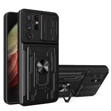 Load image into Gallery viewer, Camera Cover Phone Case with Card Slot &amp; Holder, For Samsung Galaxy A02 / M02, For Samsung Galaxy A32, For Samsung Galaxy S20 FE, For Samsung Galaxy S20+, For Samsung Galaxy S21 Ultra 5G, For Samsung Galaxy A02s EU Version